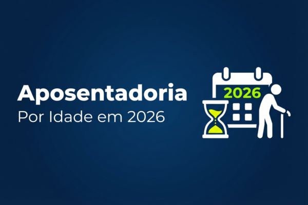 Infografico com as regras de idade minima e tempo de contribuicao para aposentadoria por idade em 2026